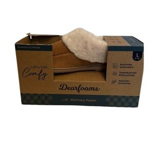 Dearfoams Women's Memory Foam Insole Scuff Slippers Shearling Lined Women L 9-10